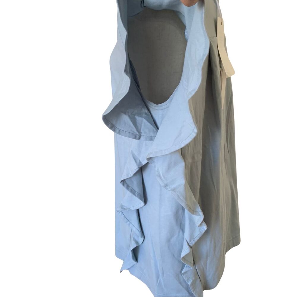 NWT Oversized Light Blue Ruffle Sleeve Top M Loose Fit Cotton Blend - Picture 3 of 5